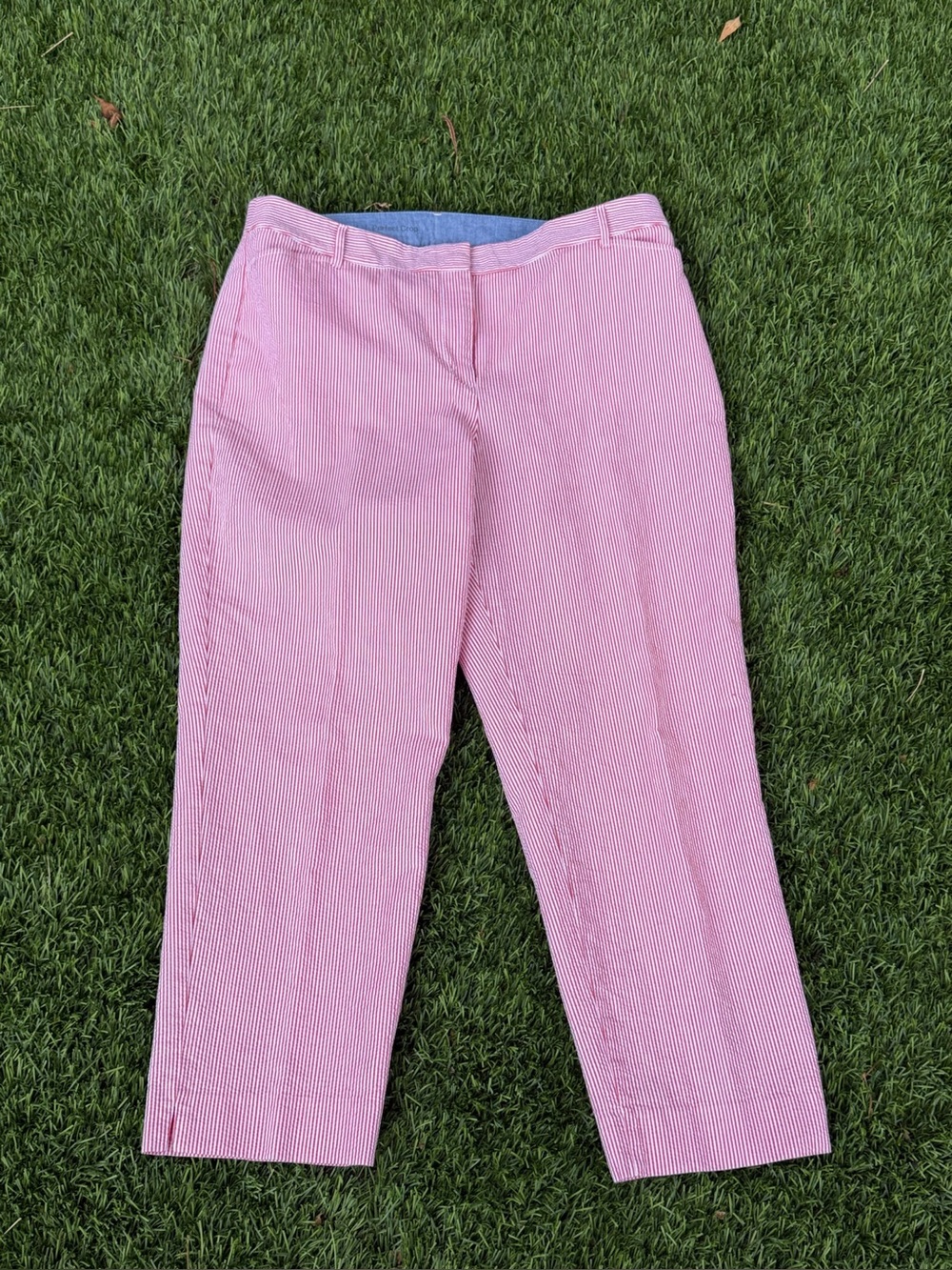 Talbots "Perfect Crop" striped seersucker pants - Size 14